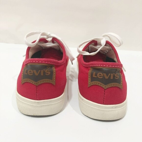 Levi's Canvas Red Sneakers Low Tops Size 7.5 - Picture 2 of 6